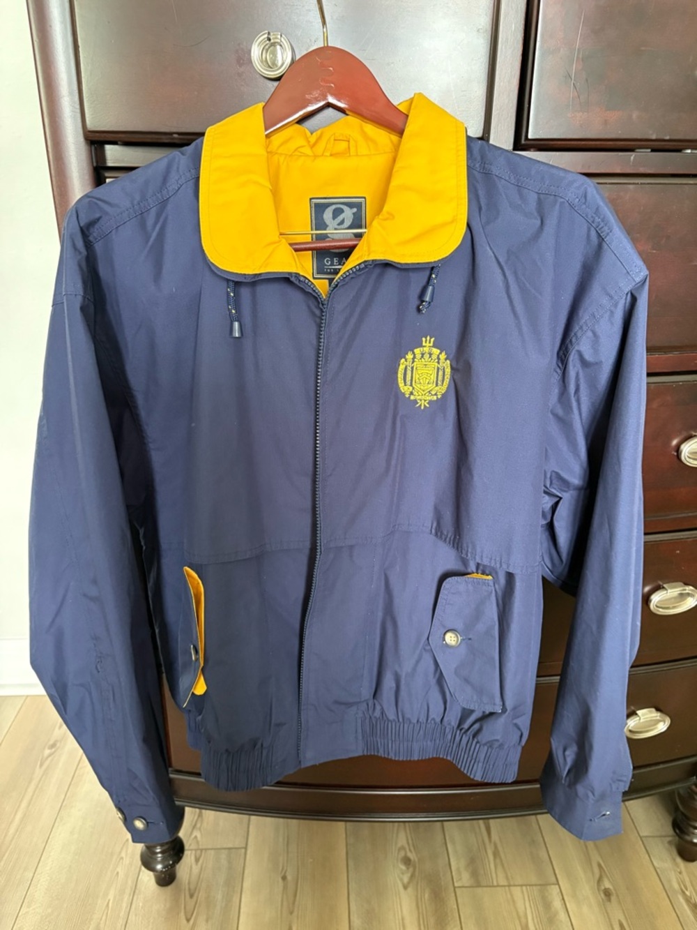 Naval Academy Embroidered Logo XL Navy & Yellow  Zip Jacket Vintage
